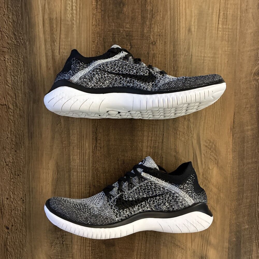 Nike Free RN Flyknit 2018 Running Shoes Women Sz 8 Black White Oreo 942839-101 - Picture 2 of 7